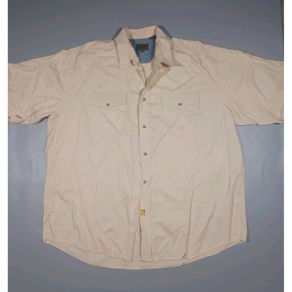 Roper Shirt Mens 2XL Yellow Short Sleeve Button Down Embroidered Logo